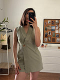 Short Sleeved Blazer Romper